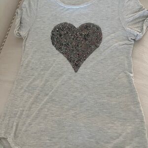 Philosophy Gray Top with Black Heart Design